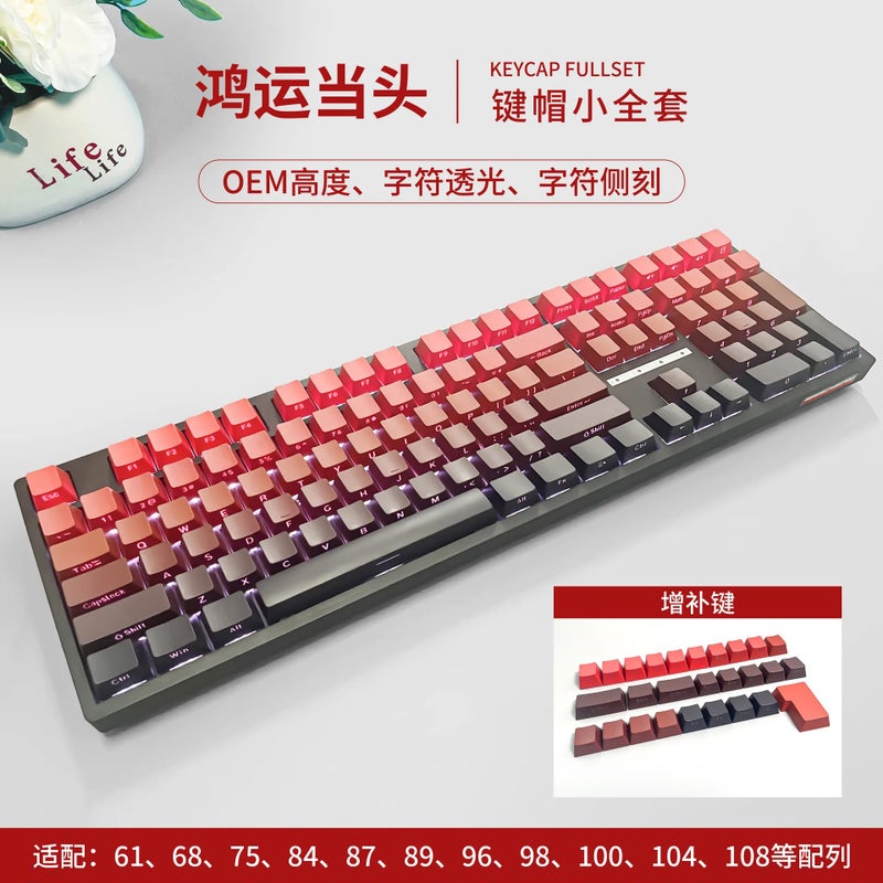 Bluejw Side-Printed Gradient Translucent PBT Keycaps - Backlit Gaming Keyboard Keycaps Set - Image 1
